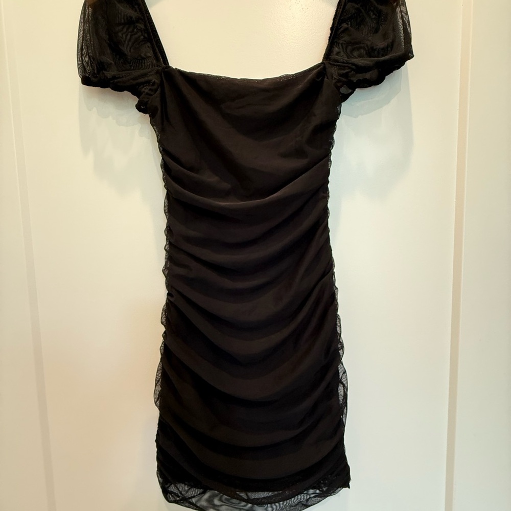 Elegant Black Ruched Dress Size 4